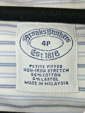 Brooks Brothers NWOT  Cotton Blue and White Stripe 4 Petite Fitted